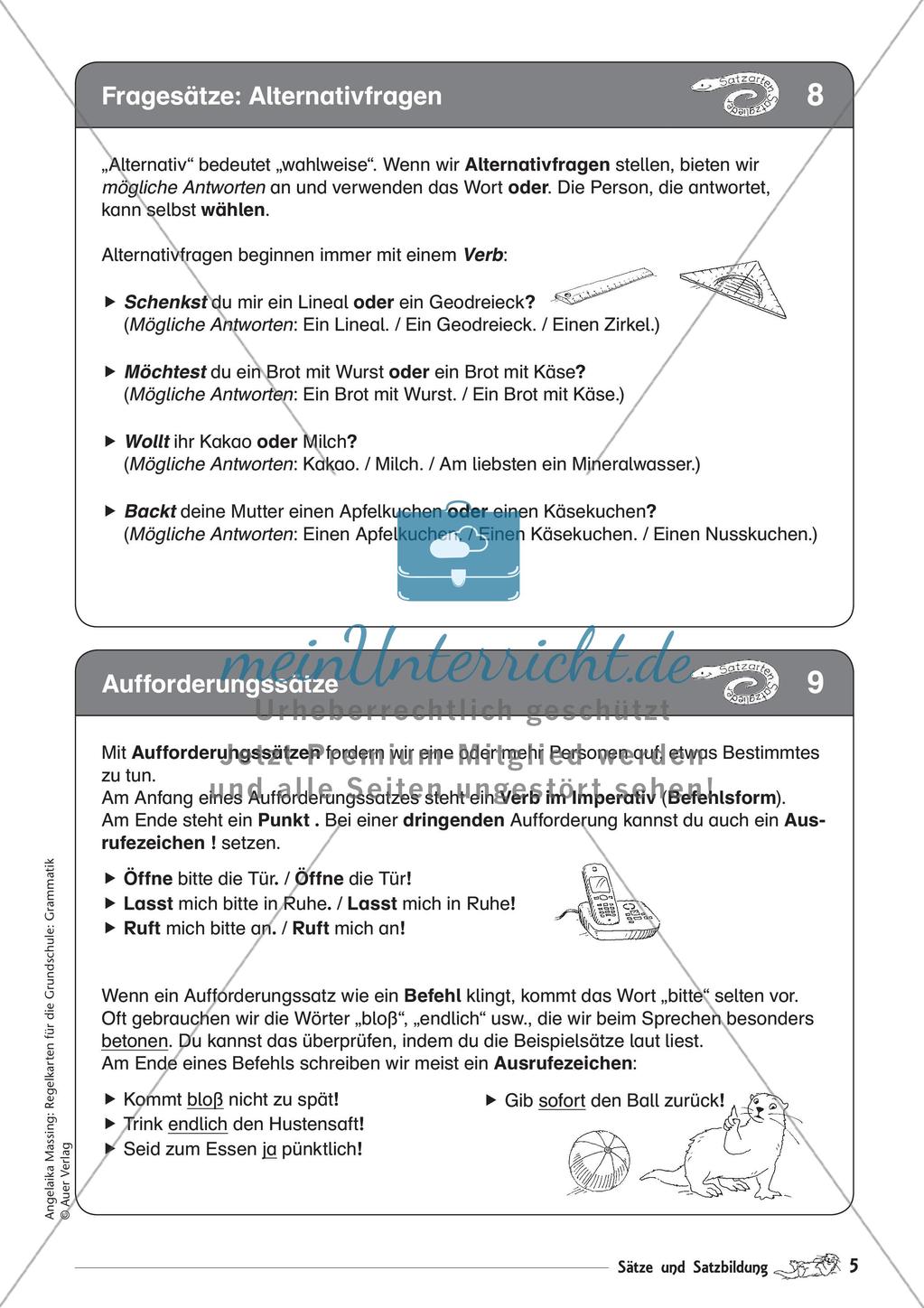 Regelkarten Grammatik: Sätze und Satzbildung Preview 7