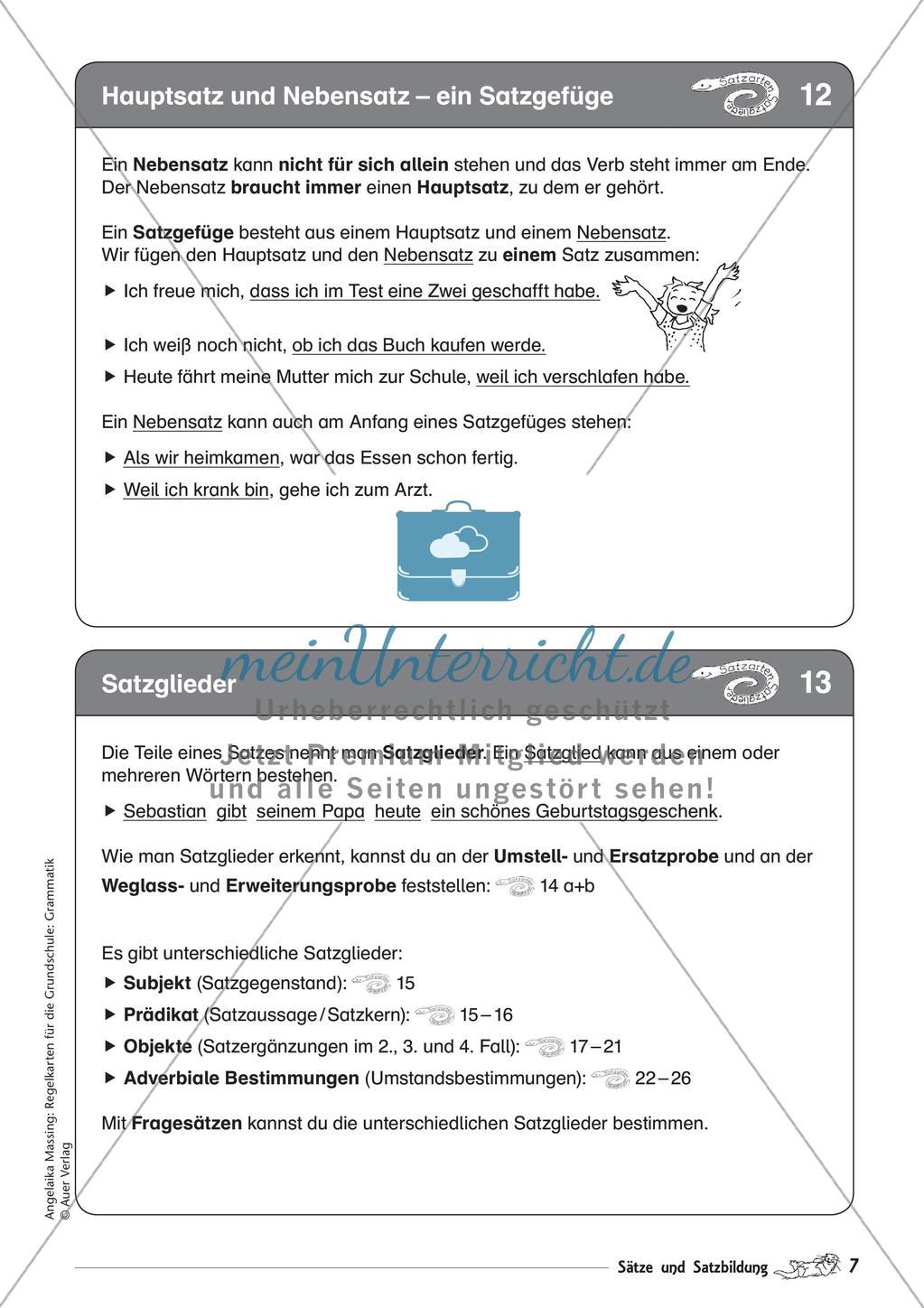 Regelkarten Grammatik: Sätze und Satzbildung Preview 9