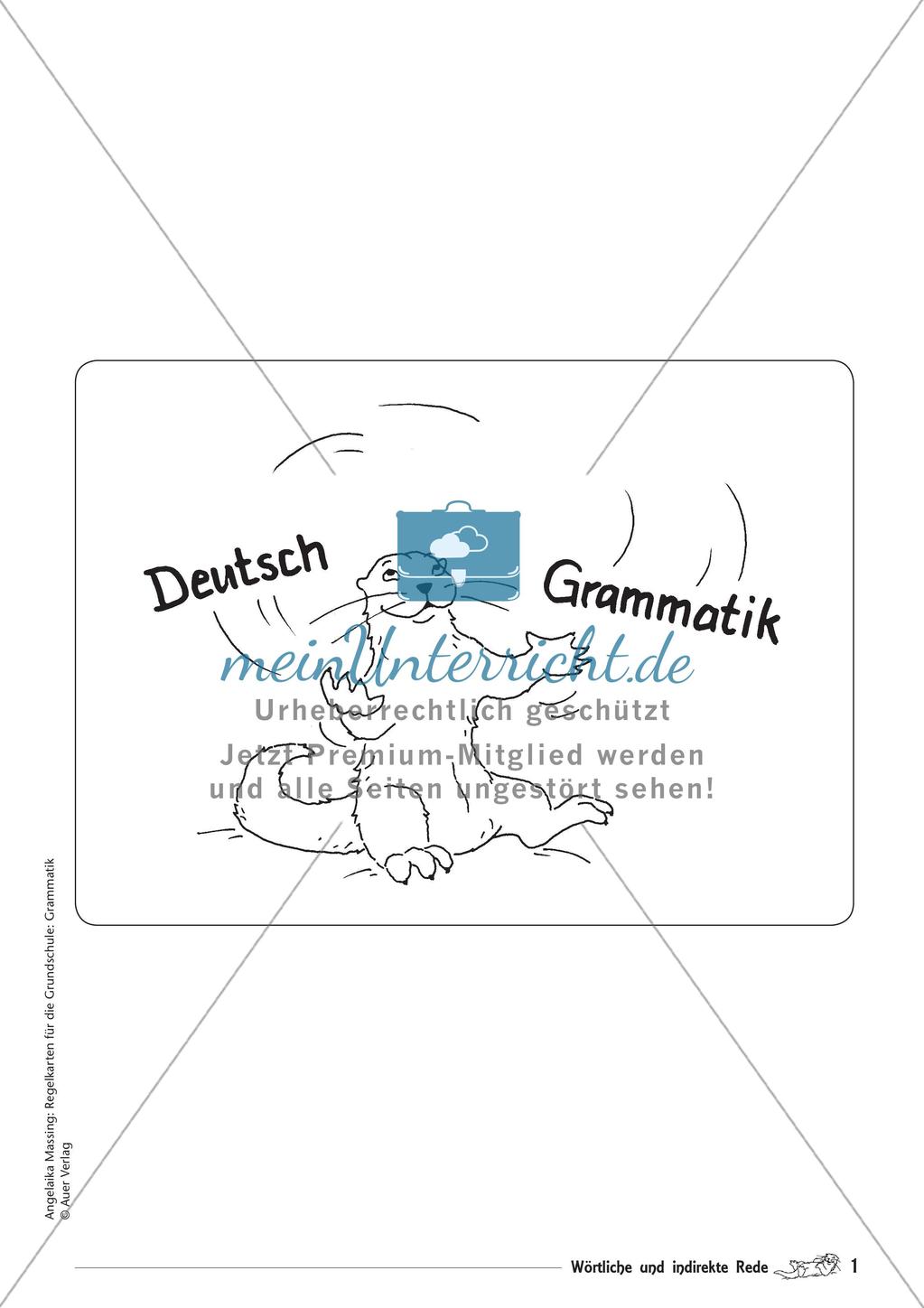 Regelkarten Grammatik: Wörtliche und indirekte Rede Preview 3
