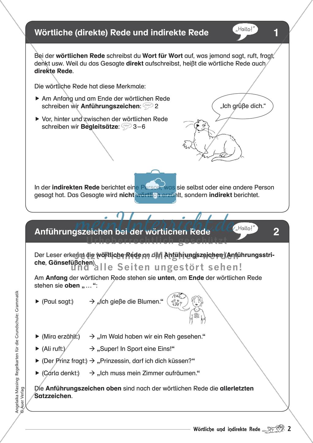 Regelkarten Grammatik: Wörtliche und indirekte Rede Preview 4