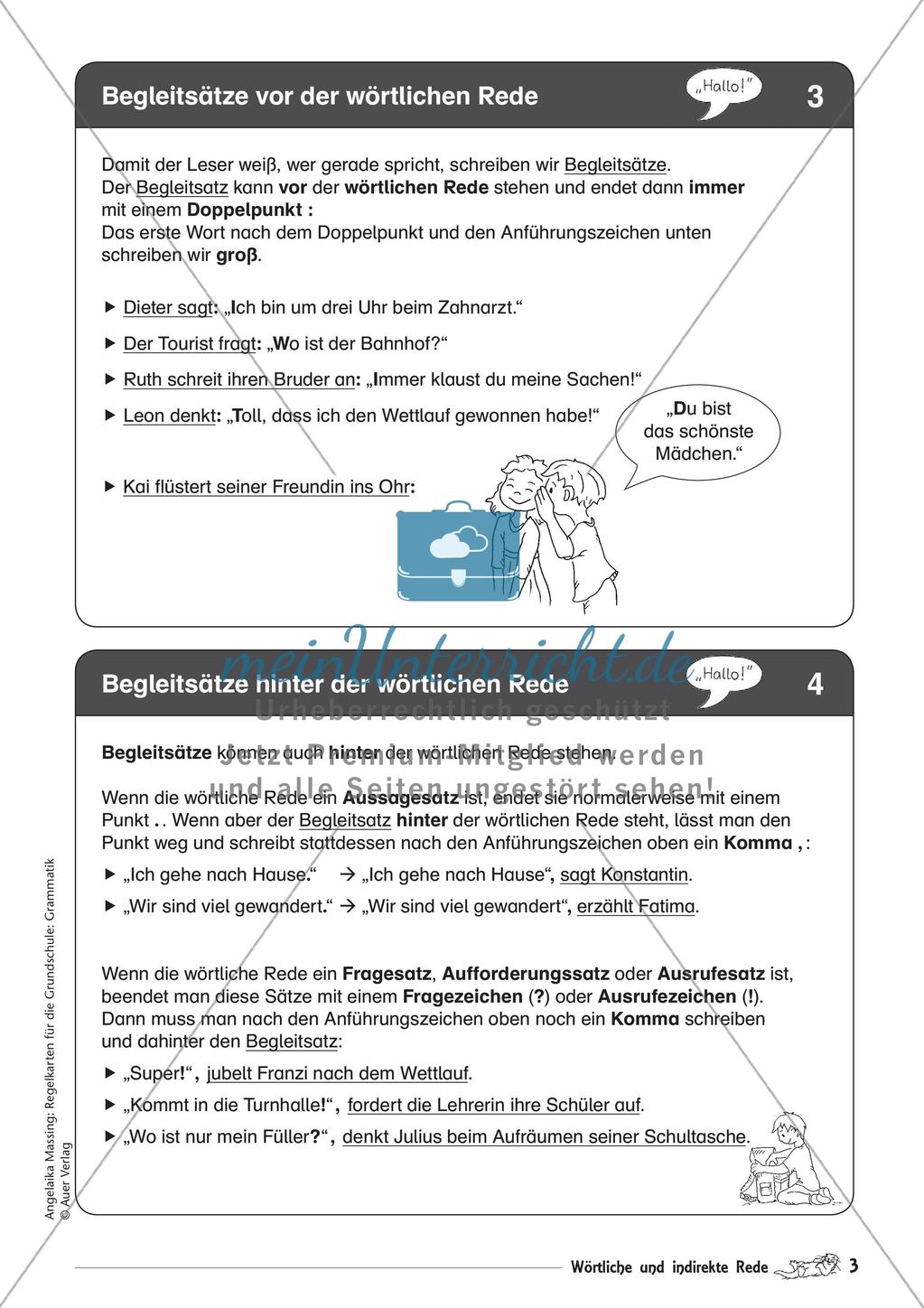 Regelkarten Grammatik: Wörtliche und indirekte Rede Preview 5