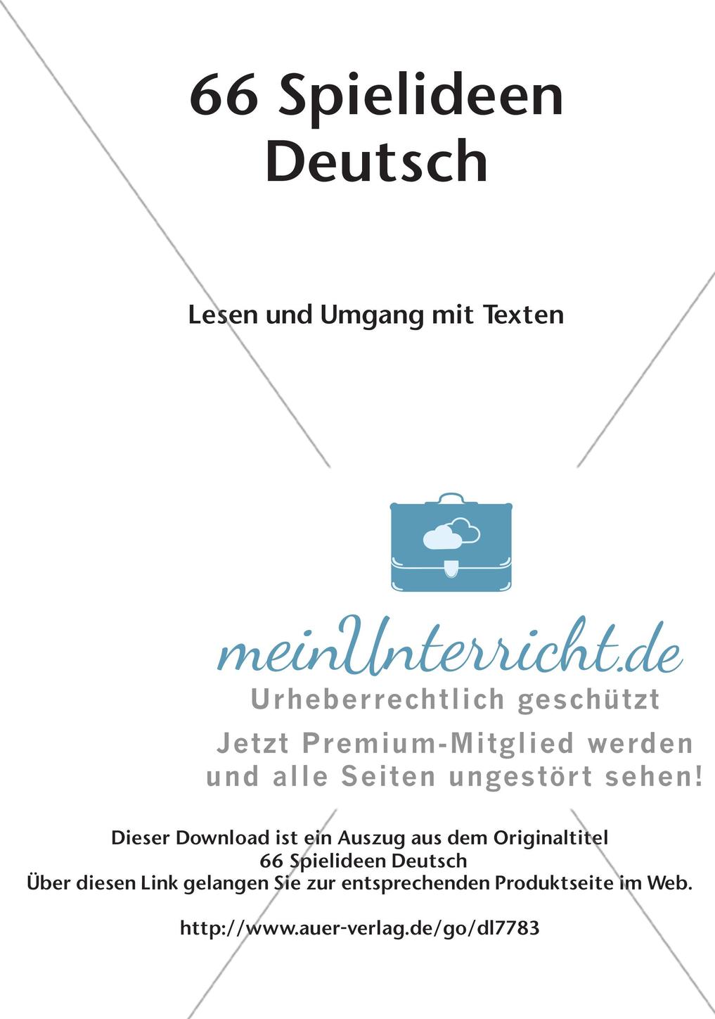 Spielideen: Lesen und Umgang mit Texten Preview 2