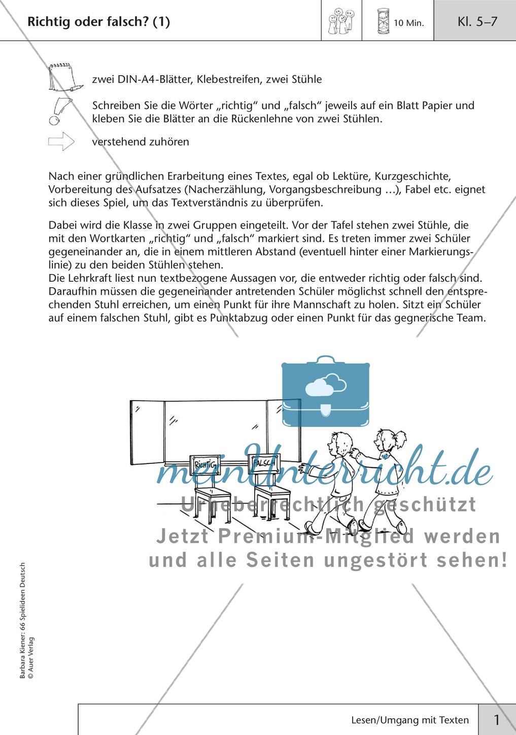 Spielideen: Lesen und Umgang mit Texten Preview 3