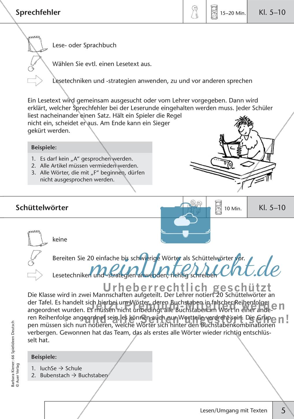 Spielideen: Lesen und Umgang mit Texten Preview 7