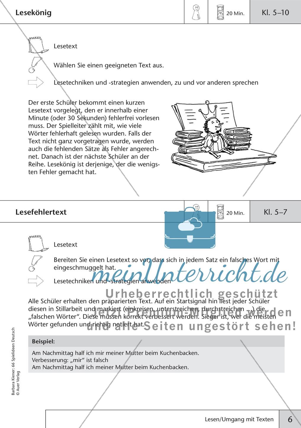 Spielideen: Lesen und Umgang mit Texten Preview 8