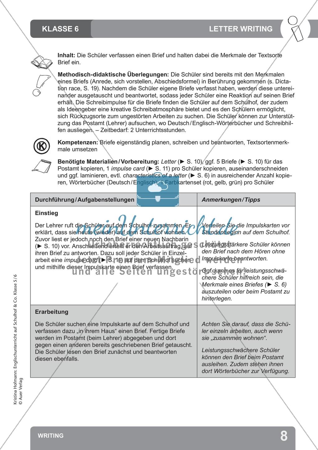 Unterricht auf dem Schulhof: Writing Preview 10