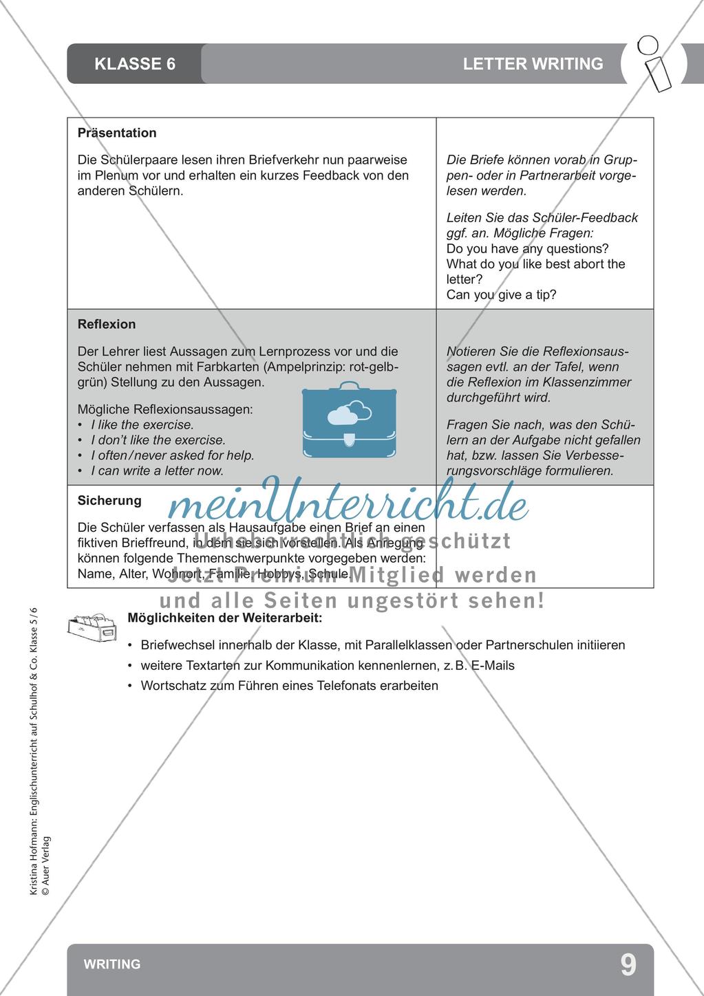 Unterricht auf dem Schulhof: Writing Preview 11