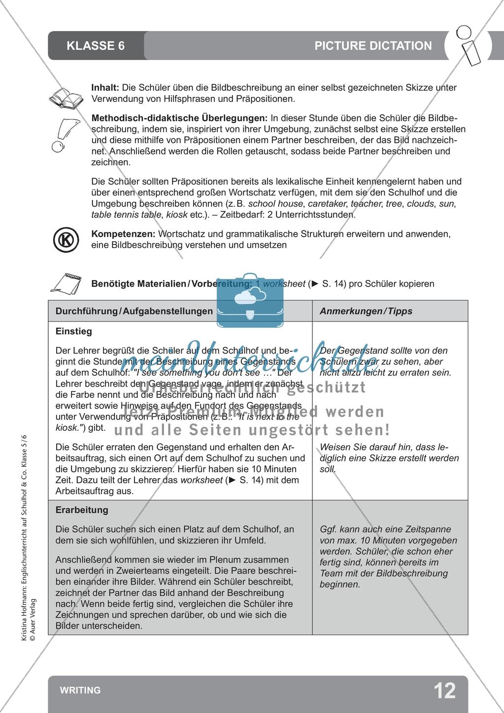 Unterricht auf dem Schulhof: Writing Preview 14