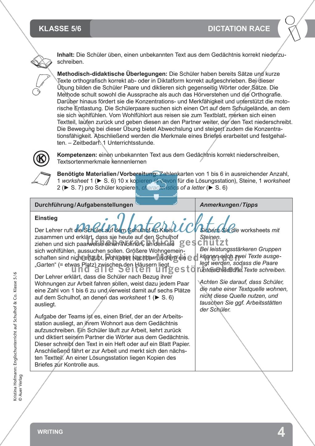 Unterricht auf dem Schulhof: Writing Preview 6