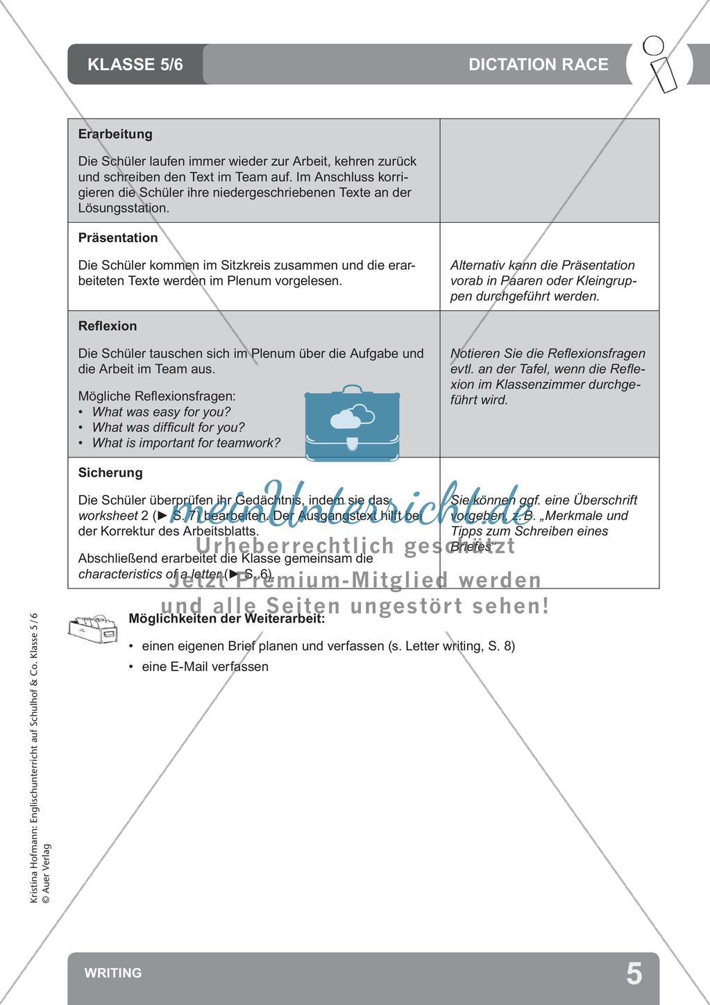 Unterricht auf dem Schulhof: Writing Preview 7