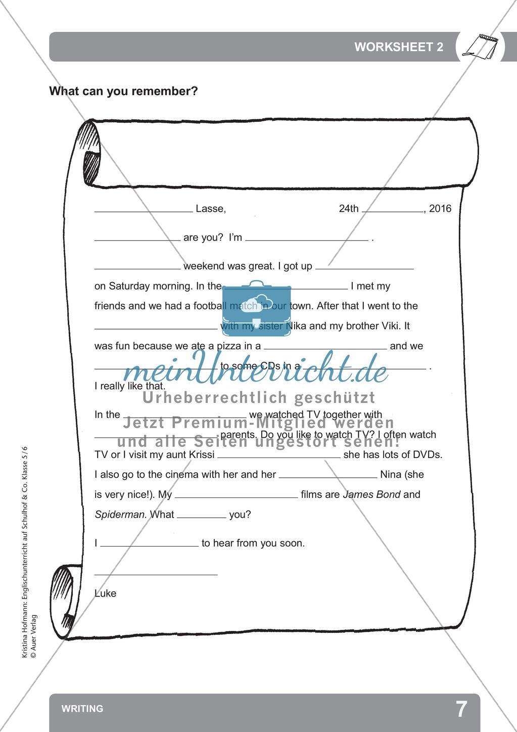 Unterricht auf dem Schulhof: Writing Preview 9