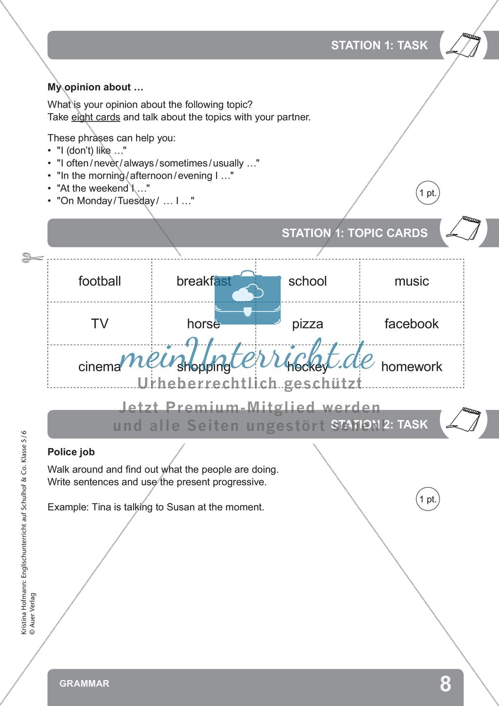 Unterricht auf dem Schulhof: Grammar Preview 10