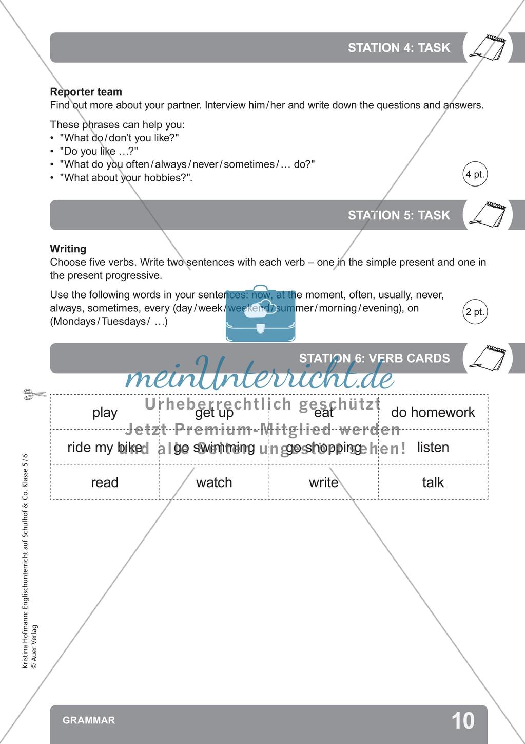 Unterricht auf dem Schulhof: Grammar Preview 12