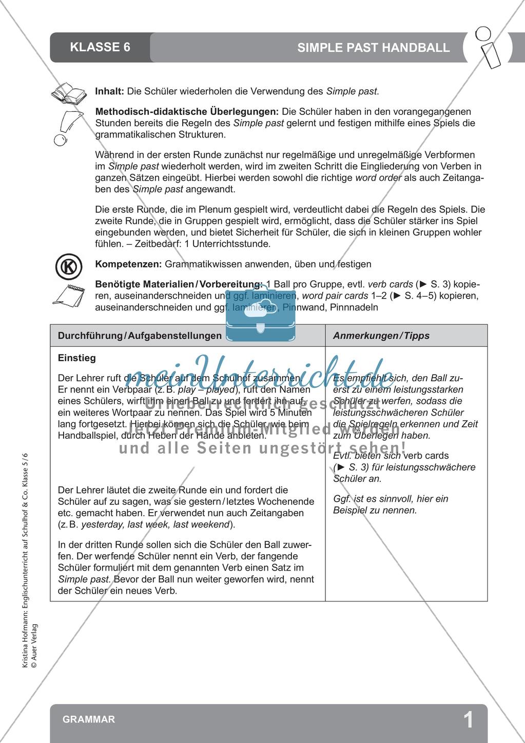 Unterricht auf dem Schulhof: Grammar Preview 3
