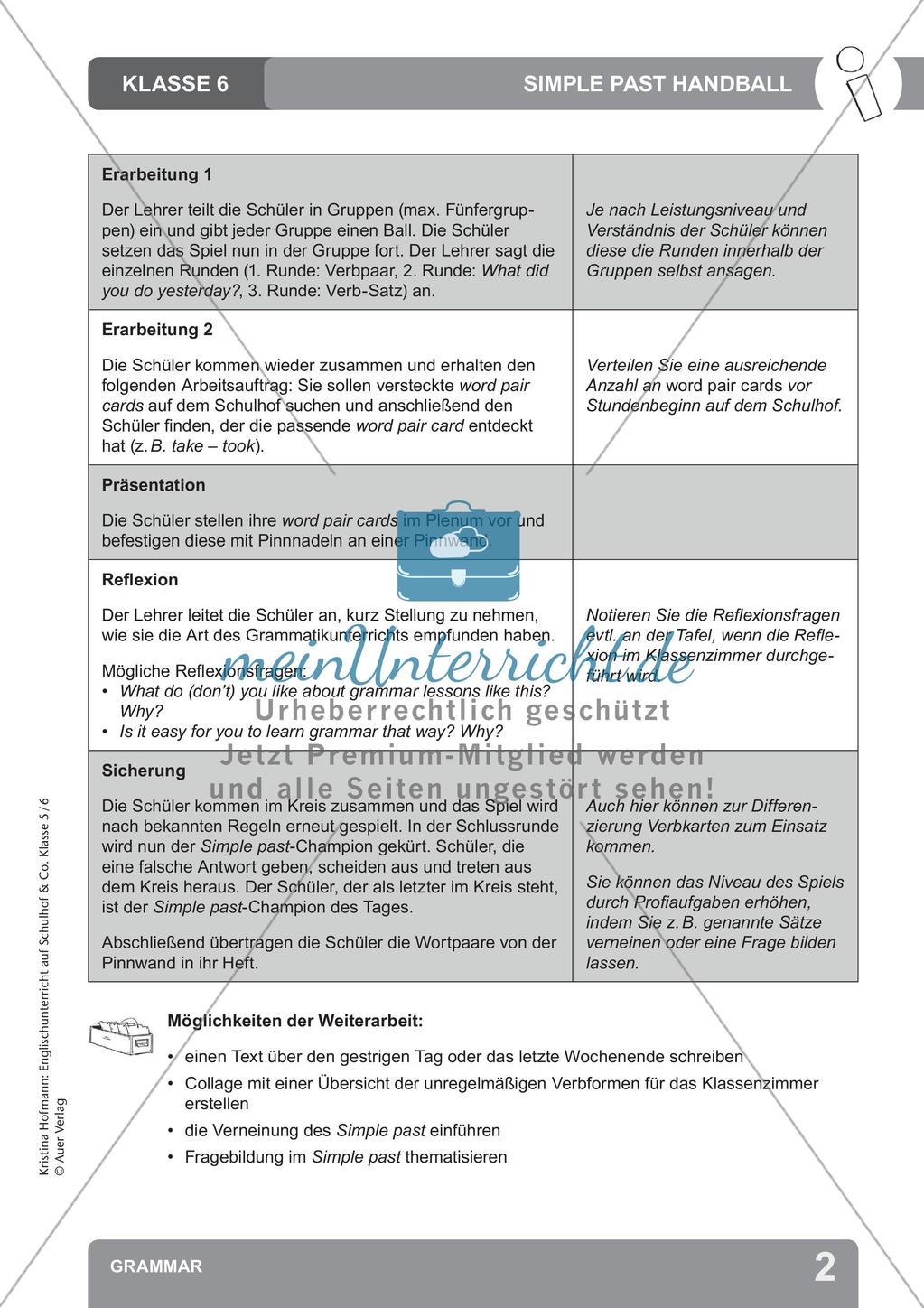 Unterricht auf dem Schulhof: Grammar Preview 4