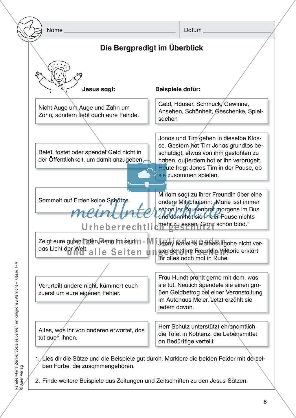 Soziales Lernen im Religionsunterricht: Nächstenliebe und Helfen Preview 10