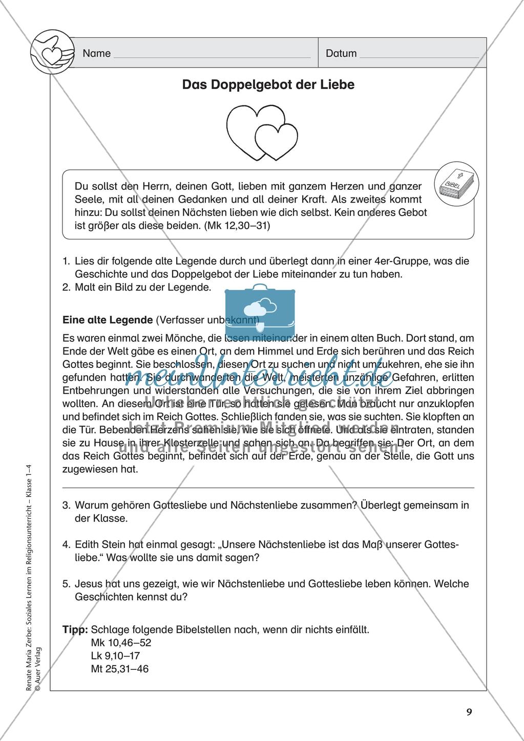 Soziales Lernen im Religionsunterricht: Nächstenliebe und Helfen Preview 11