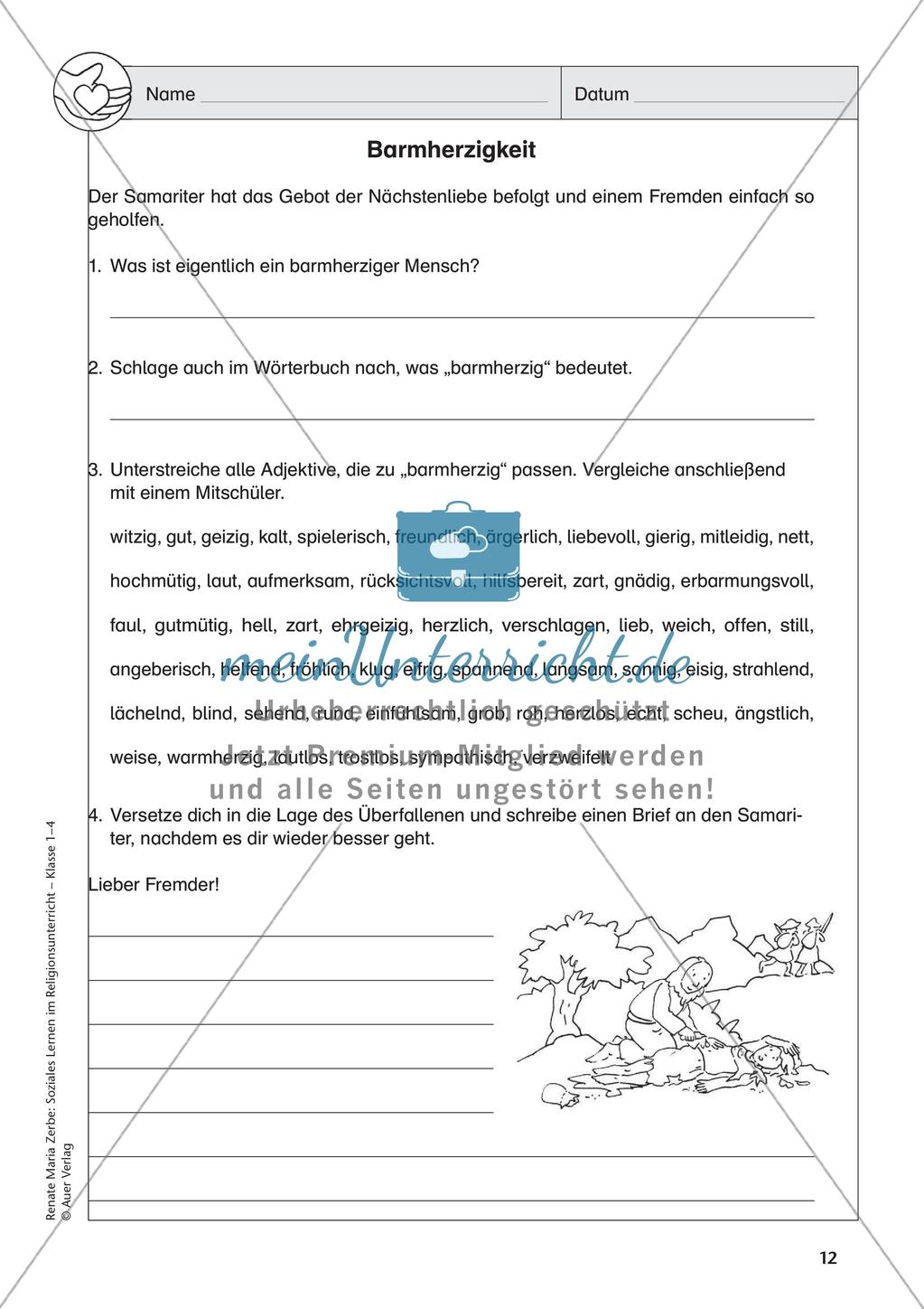 Soziales Lernen im Religionsunterricht: Nächstenliebe und Helfen Preview 14