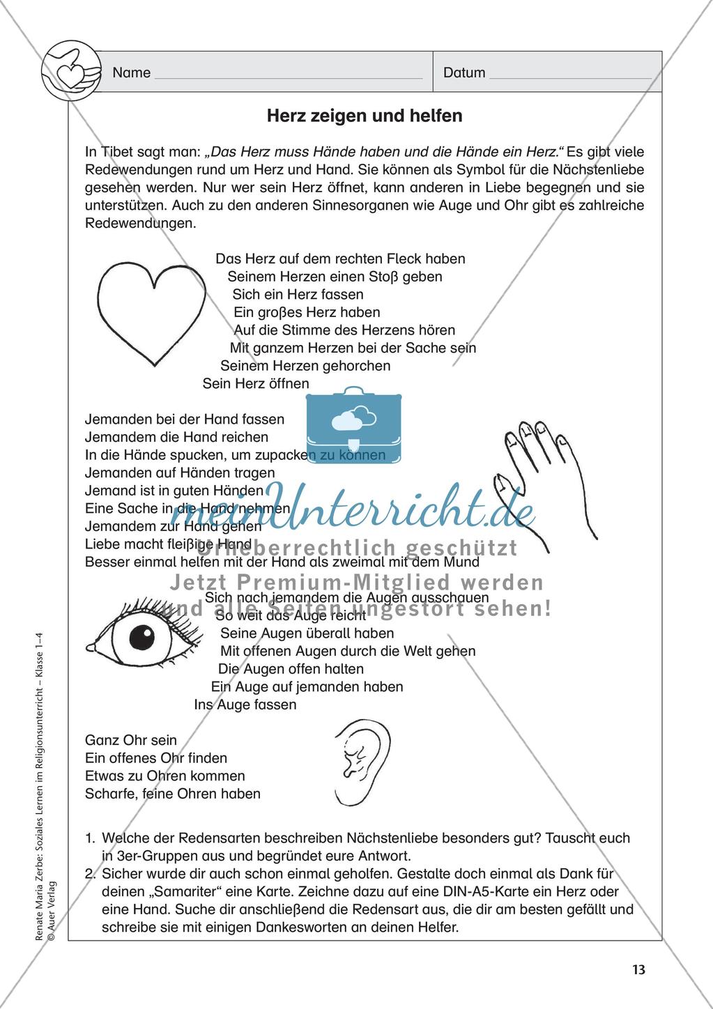 Soziales Lernen im Religionsunterricht: Nächstenliebe und Helfen Preview 15