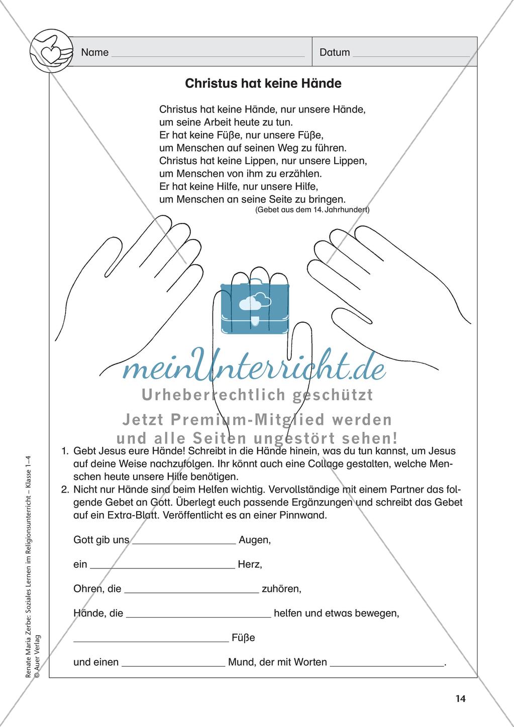 Soziales Lernen im Religionsunterricht: Nächstenliebe und Helfen Preview 16
