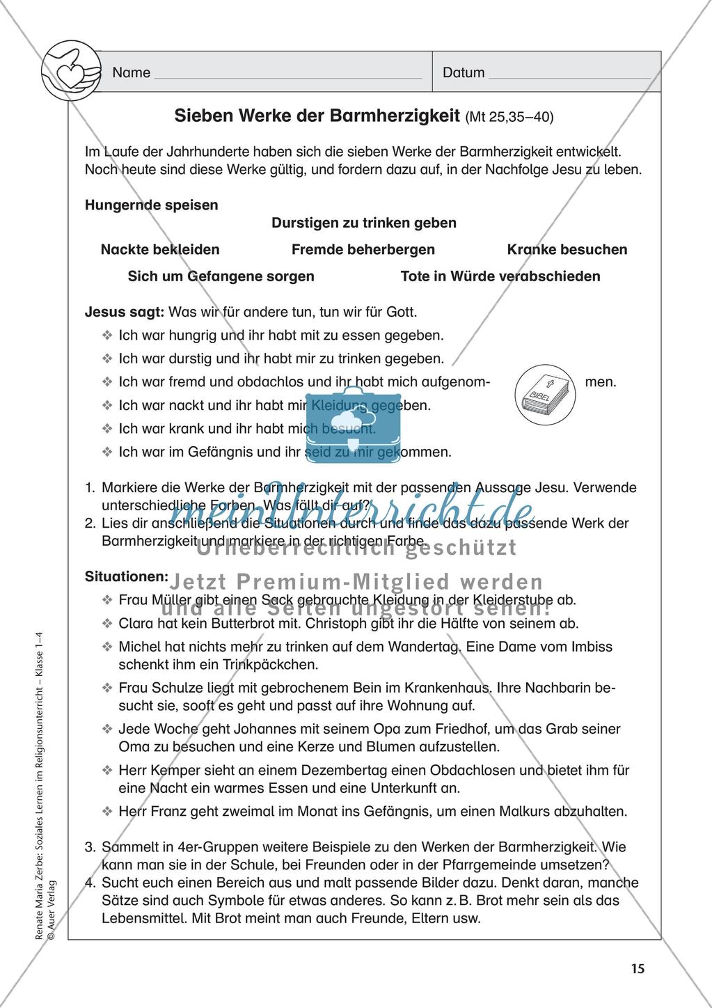 Soziales Lernen im Religionsunterricht: Nächstenliebe und Helfen Preview 17