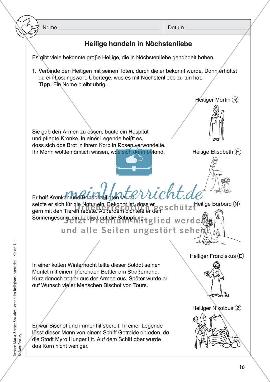 Soziales Lernen im Religionsunterricht: Nächstenliebe und Helfen Preview 18