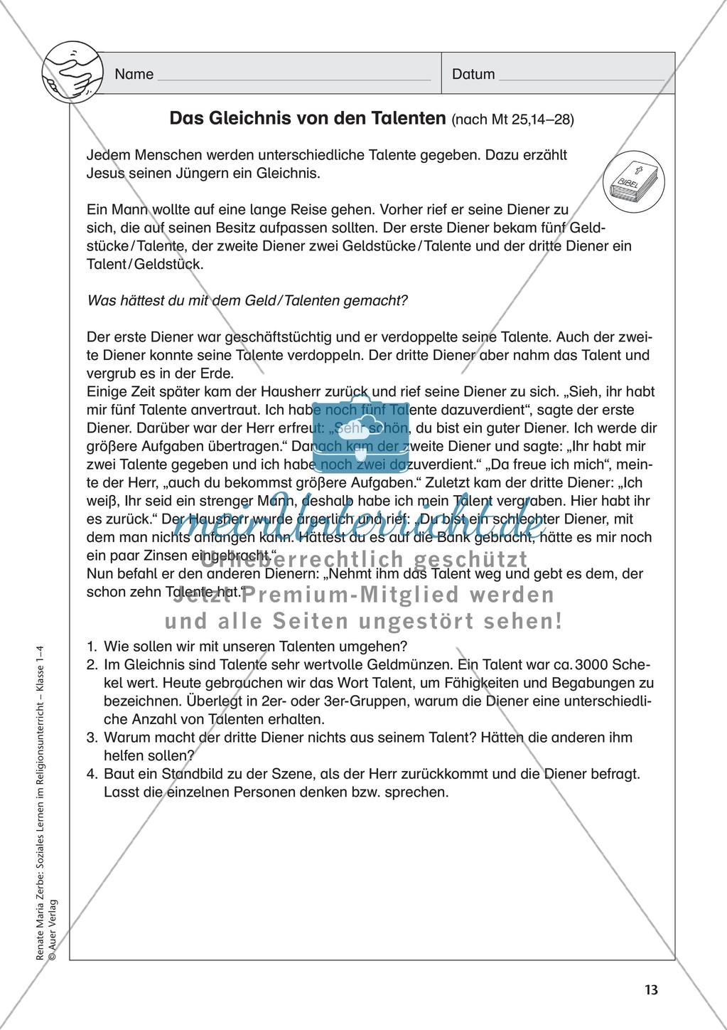Soziales Lernen im Religionsunterricht: Respekt und Freundschaft Preview 15