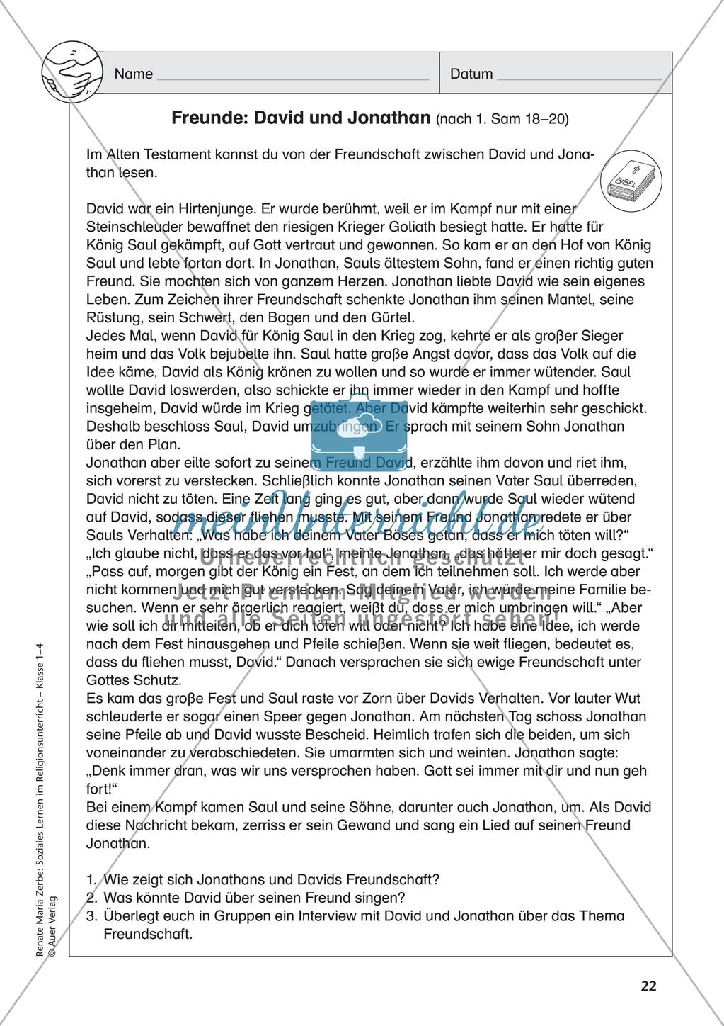 Soziales Lernen im Religionsunterricht: Respekt und Freundschaft Preview 24