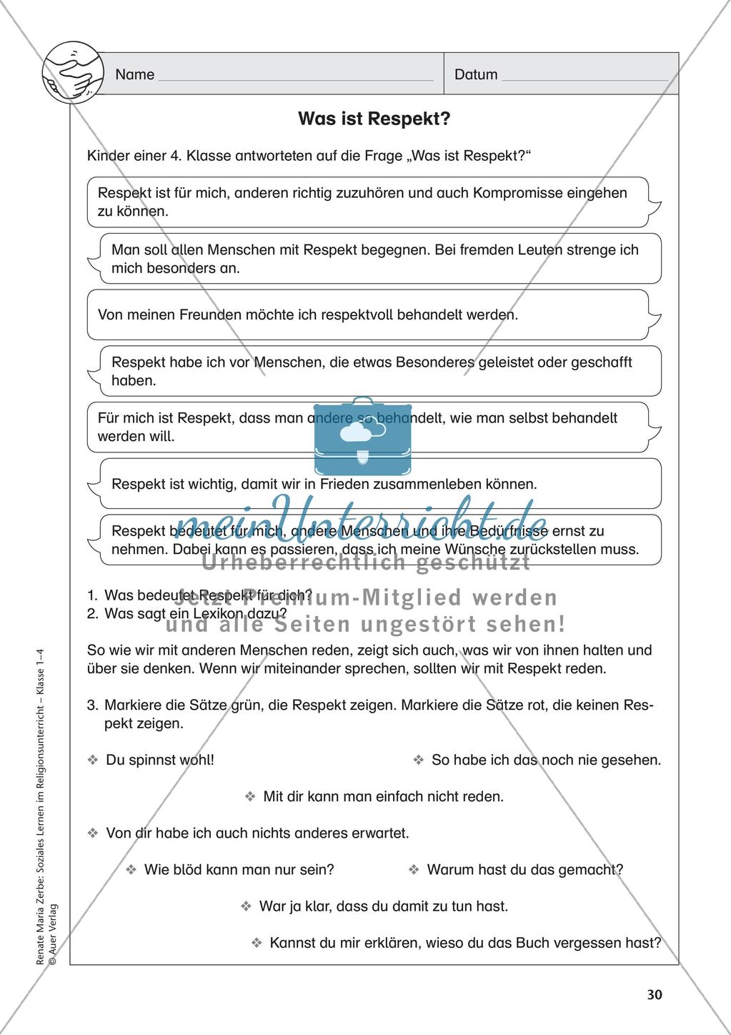 Soziales Lernen im Religionsunterricht: Respekt und Freundschaft Preview 32
