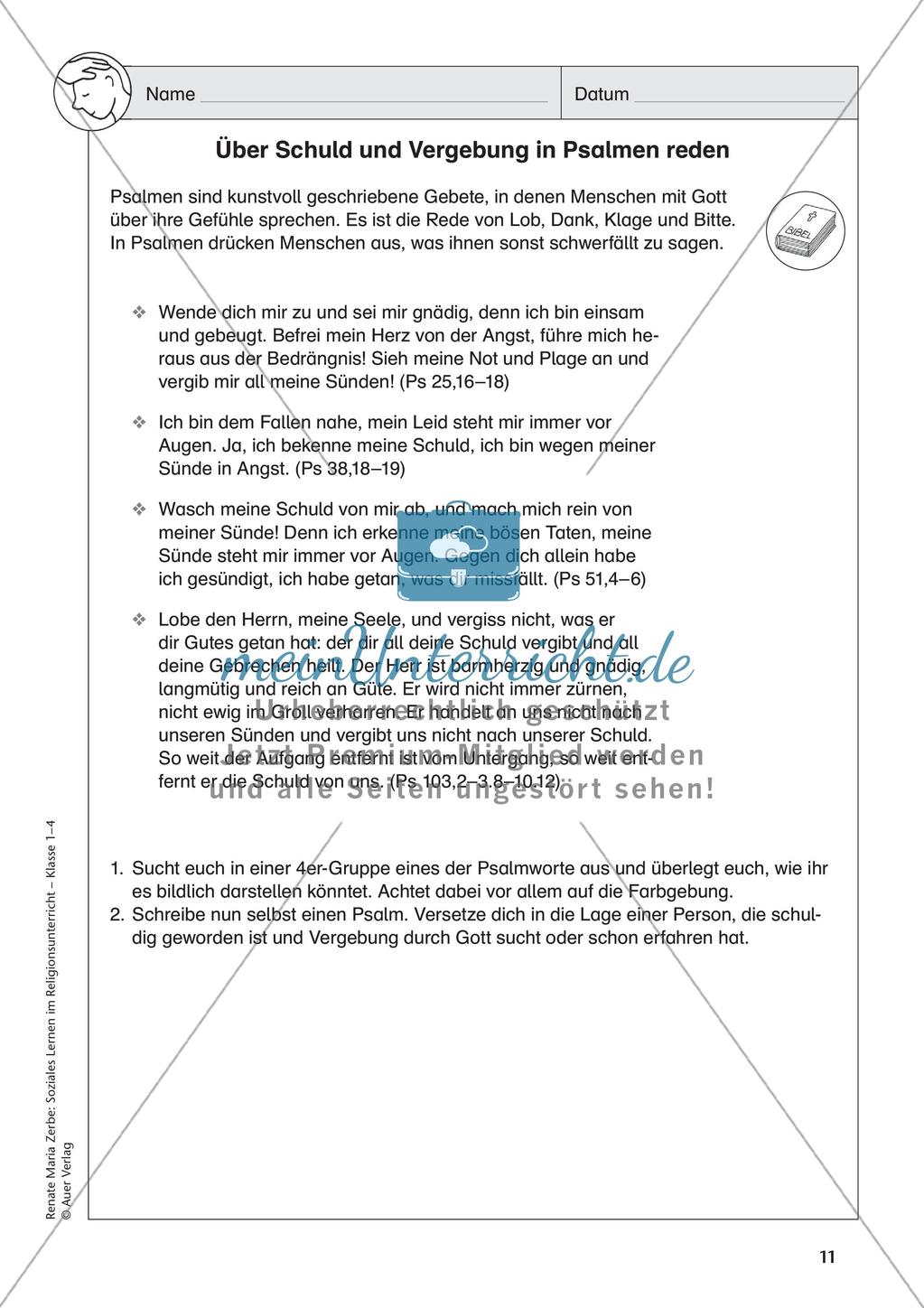 Soziales Lernen im Religionsunterricht: Schuld und Vergebung Preview 13