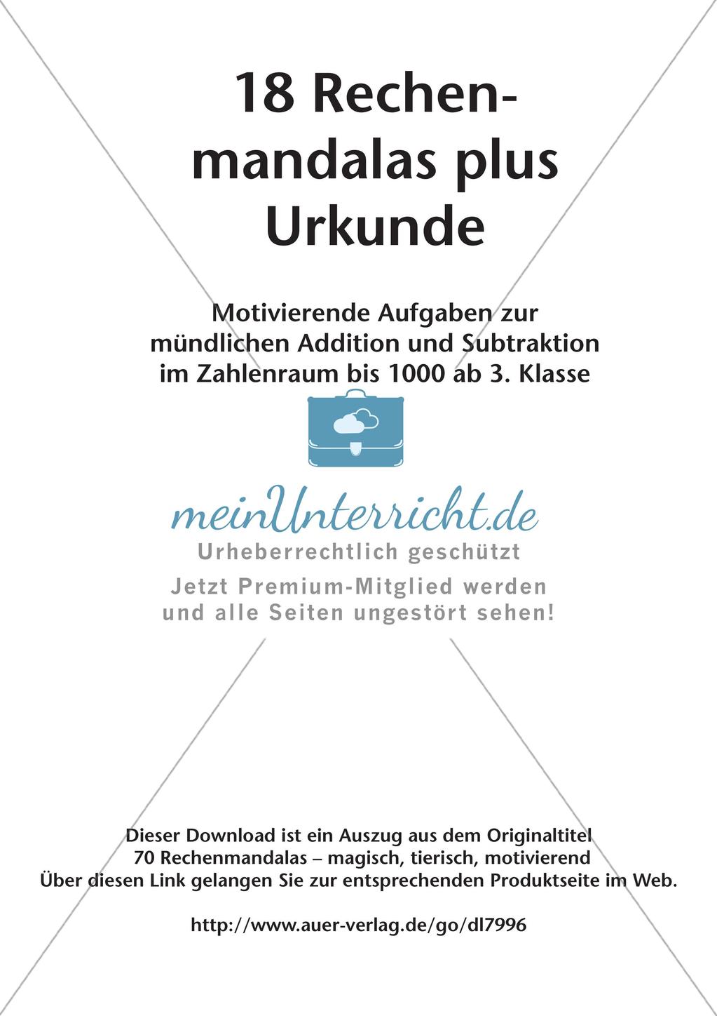 Rechenmandalas im Zahlenraum 1000 Preview 2