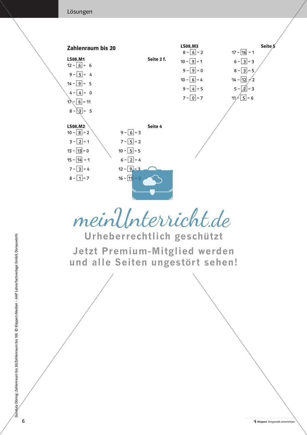 Ergänzungsaufgaben zur Subtraktion Preview 8