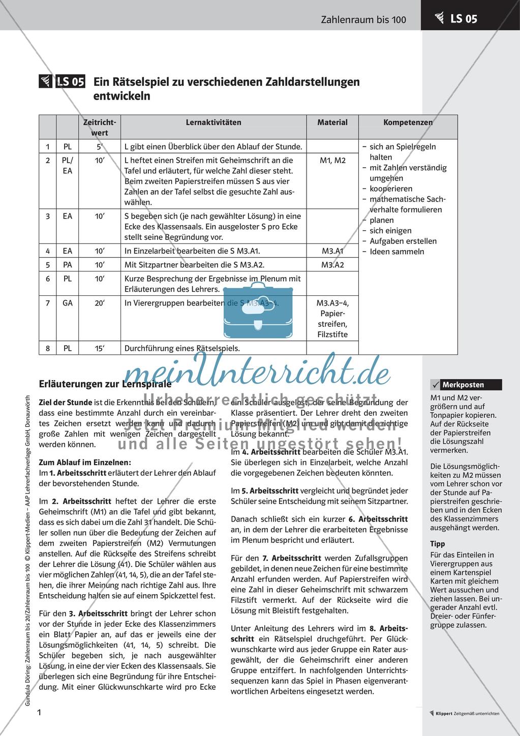 Zahldarstellungen: Stellenwerttabelle und Hunderterfeld Preview 3