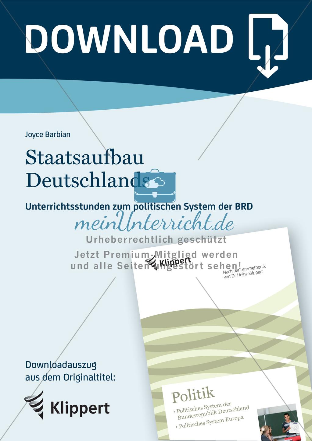 Unterrichtsstunden zum politischen System der BRD: Staatsaufbau Deutschlands Preview 1