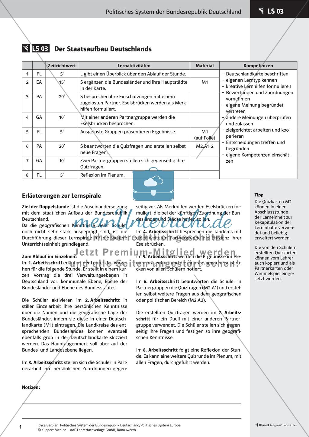 Unterrichtsstunden zum politischen System der BRD: Staatsaufbau Deutschlands Preview 3