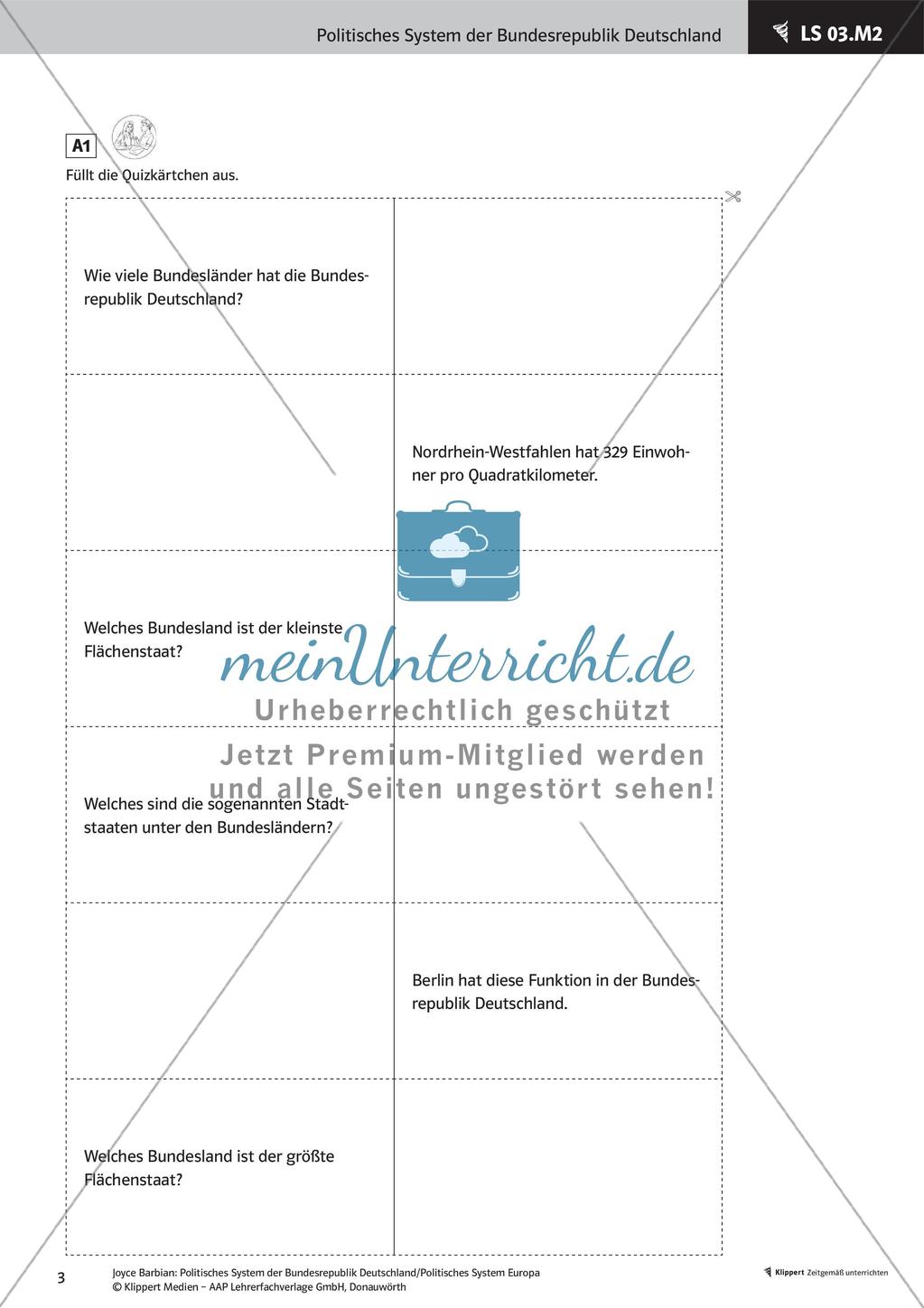 Unterrichtsstunden zum politischen System der BRD: Staatsaufbau Deutschlands Preview 5