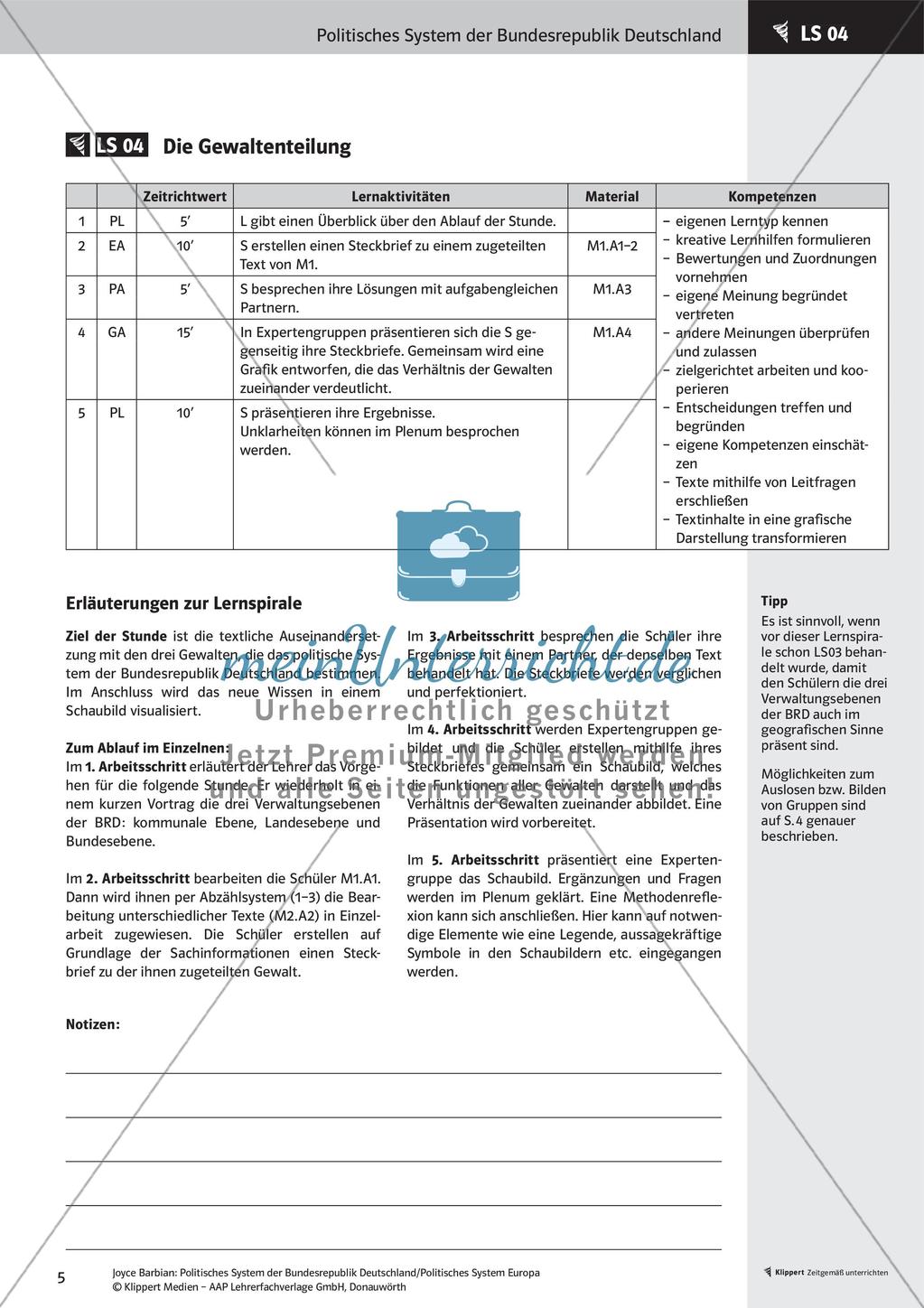 Unterrichtsstunden zum politischen System der BRD: Staatsaufbau Deutschlands Preview 7
