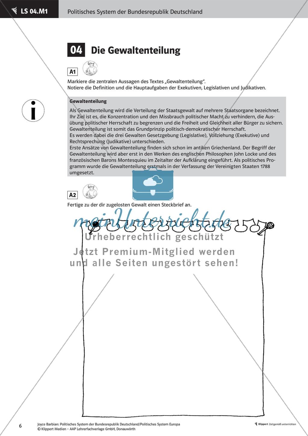 Unterrichtsstunden zum politischen System der BRD: Staatsaufbau Deutschlands Preview 8