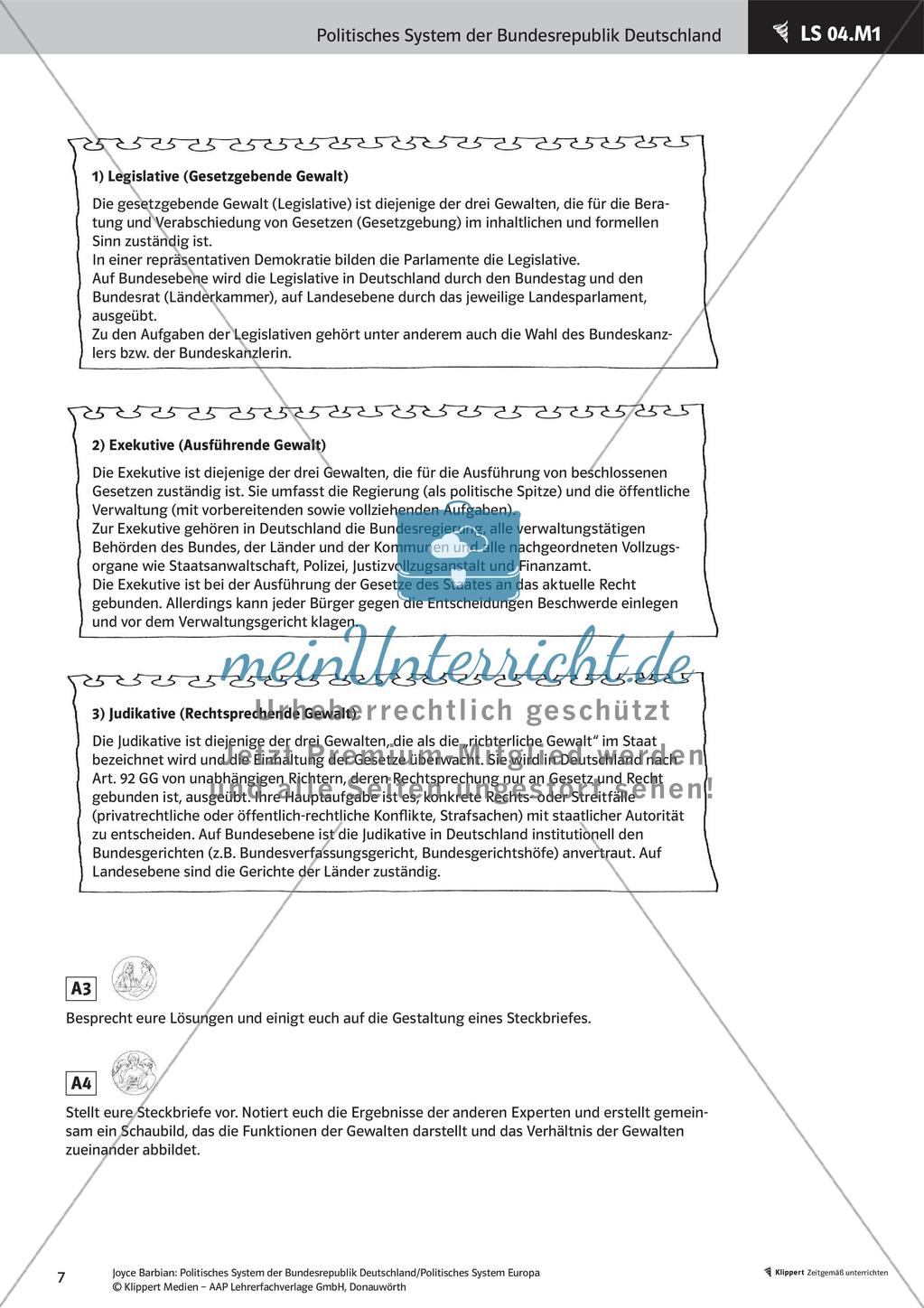 Unterrichtsstunden zum politischen System der BRD: Staatsaufbau Deutschlands Preview 9