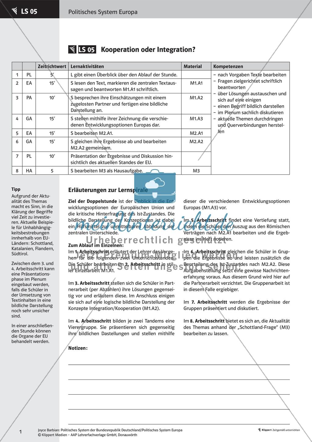 Unterrichtsstunden zum politischen System der BRD: Kooperation oder Integration? Preview 3