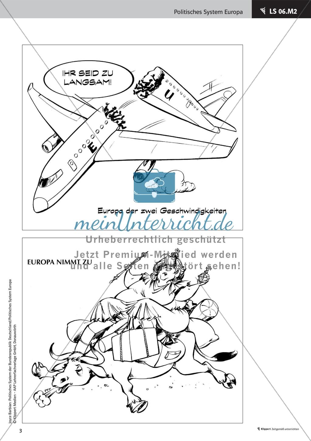 Unterrichtsstunden zum politischen System der BRD: Karikaturenrallye Europa Preview 5