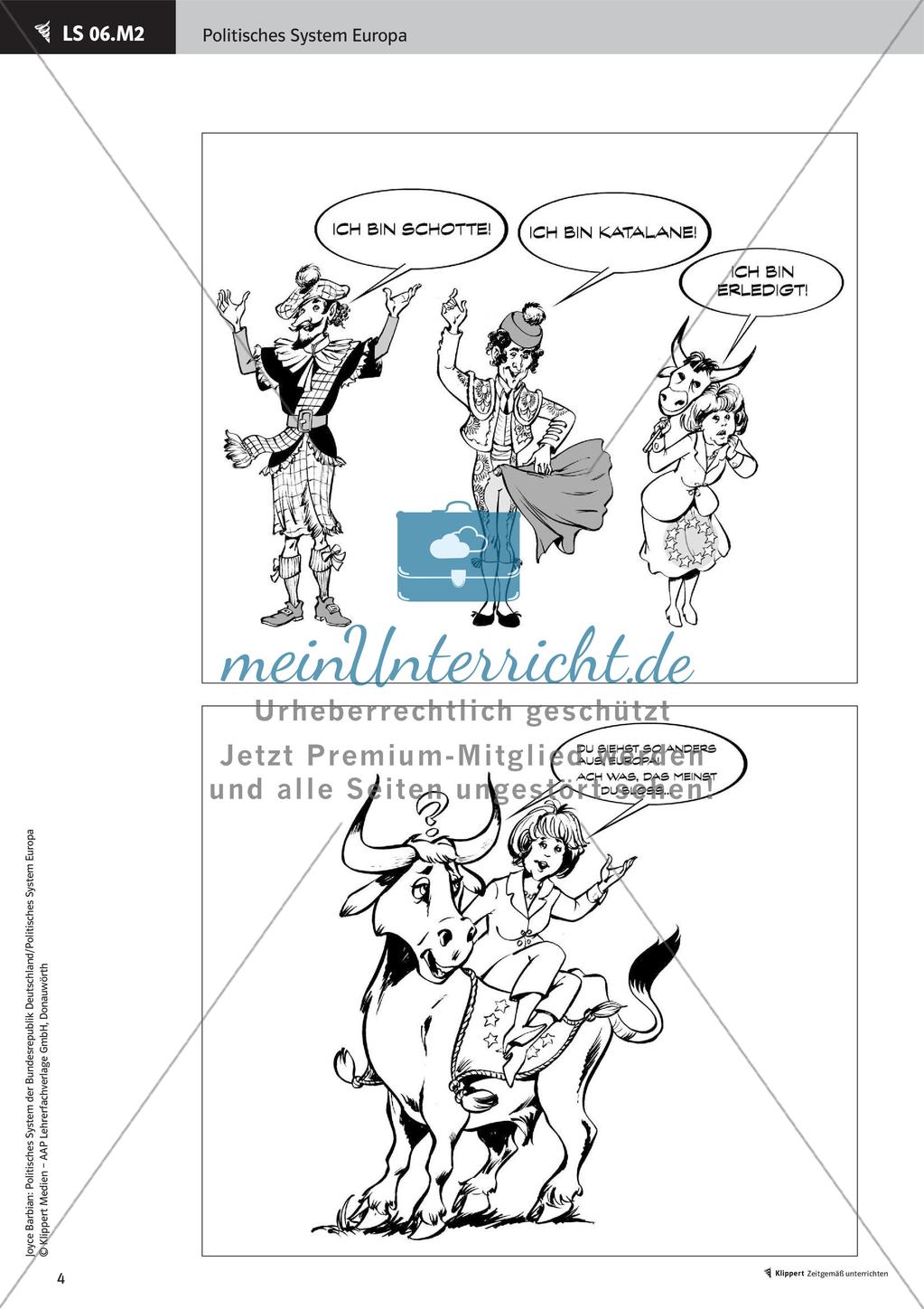 Unterrichtsstunden zum politischen System der BRD: Karikaturenrallye Europa Preview 6