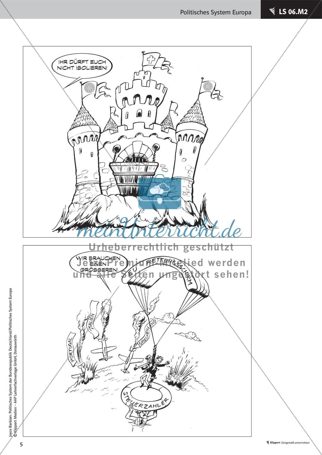 Unterrichtsstunden zum politischen System der BRD: Karikaturenrallye Europa Preview 7