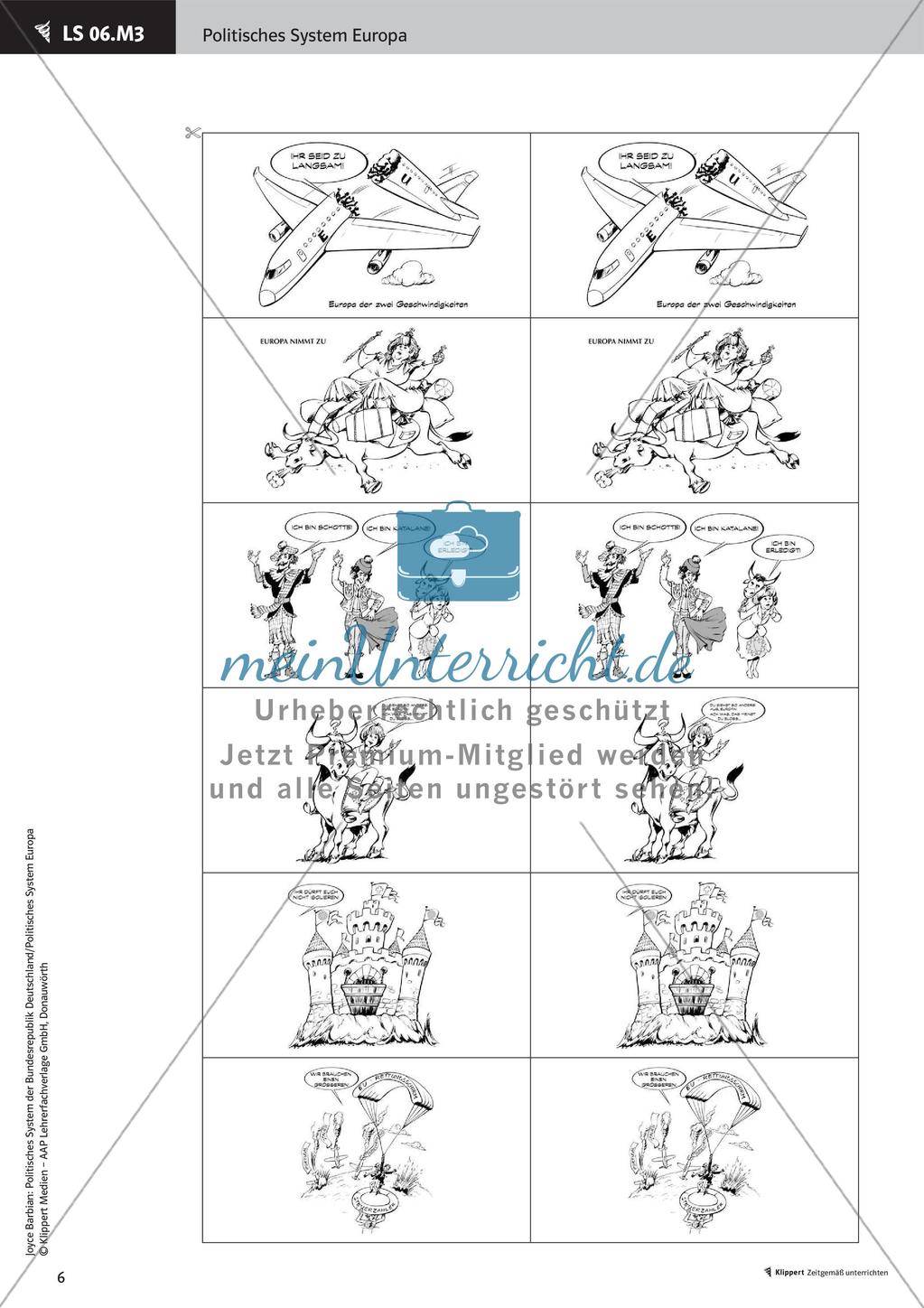 Unterrichtsstunden zum politischen System der BRD: Karikaturenrallye Europa Preview 8