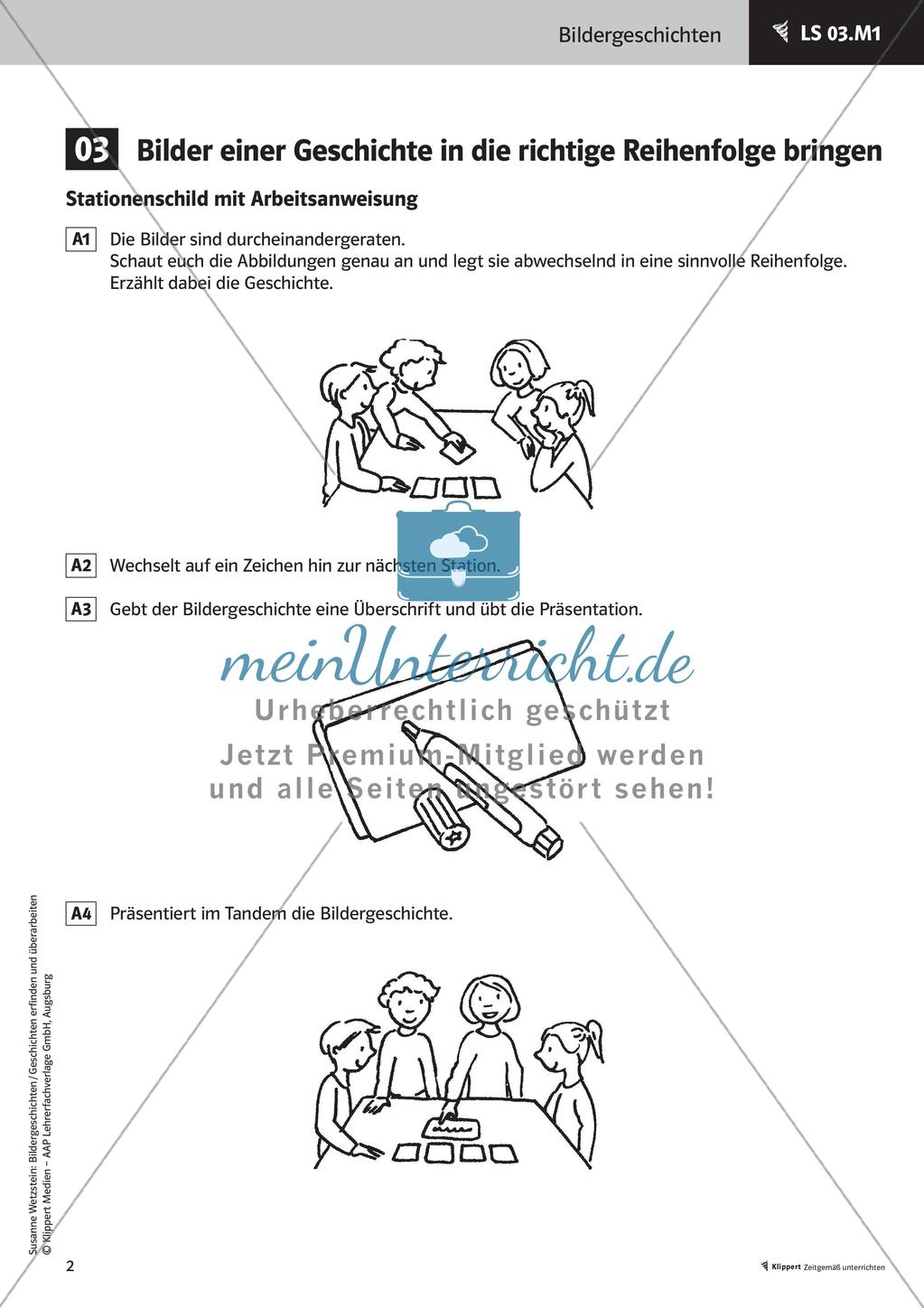 Bilder ordnen - Verbindungssätze erarbeiten; Stationenarbeit Preview 4