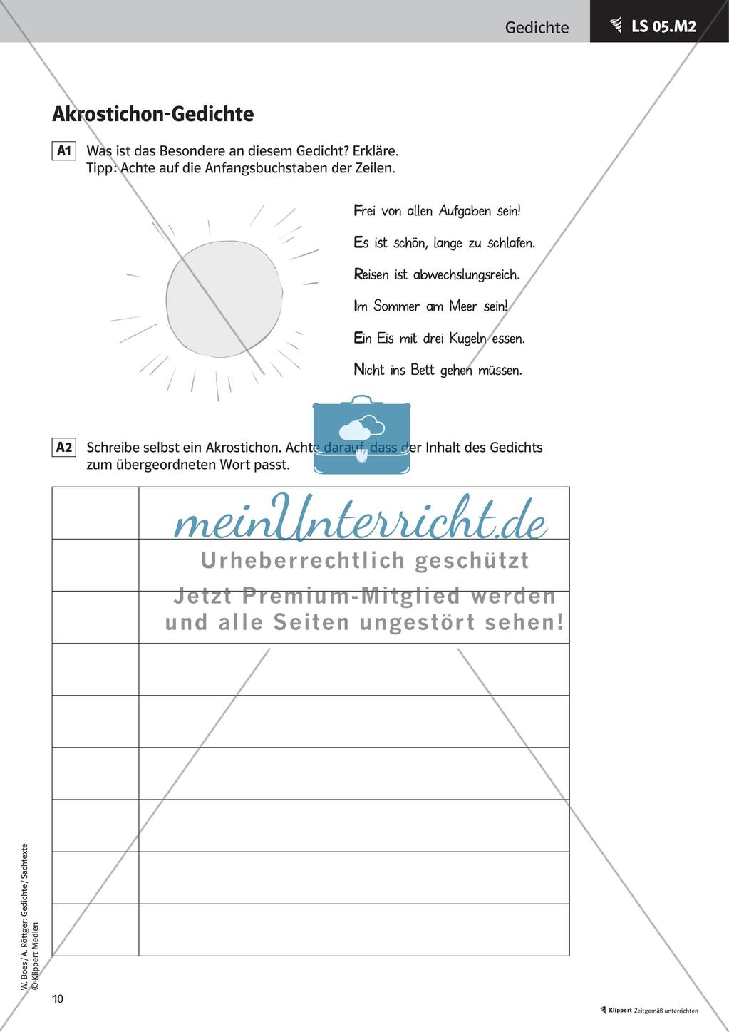 Gedichte lesen, erarbeiten und gestalten freies Reden kreativer Umgang zur Sprache Präsentation Preview 12