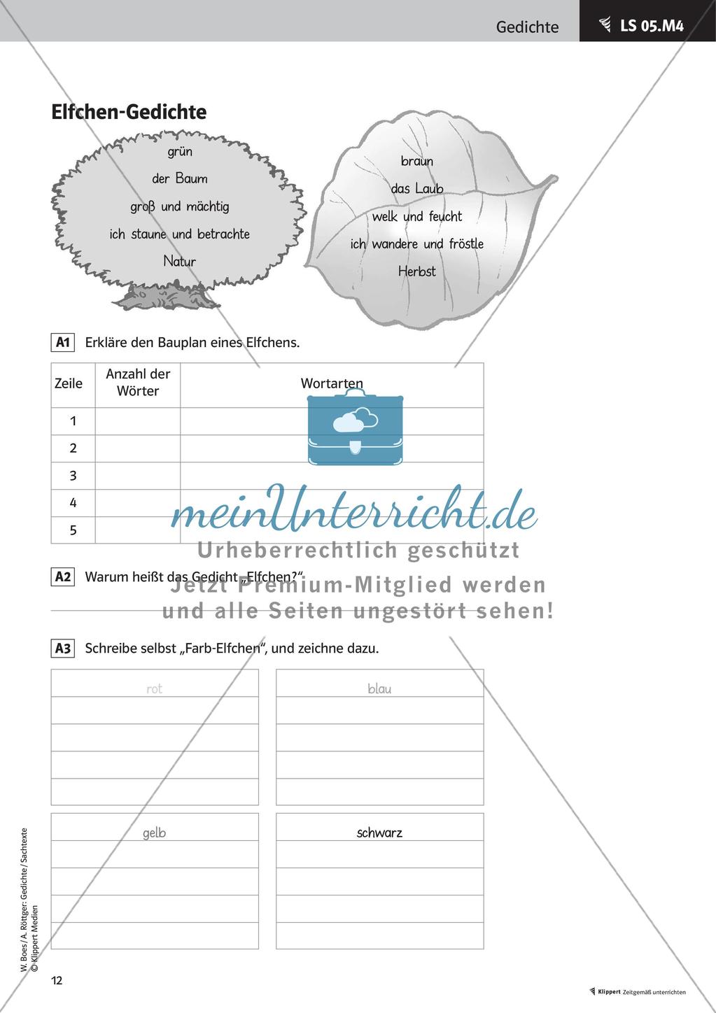 Gedichte lesen, erarbeiten und gestalten freies Reden kreativer Umgang zur Sprache Präsentation Preview 14
