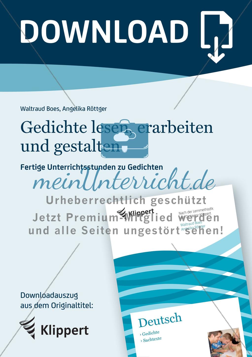 Lesen, Erarbeiten und Gestalten von Gedichten Preview 1