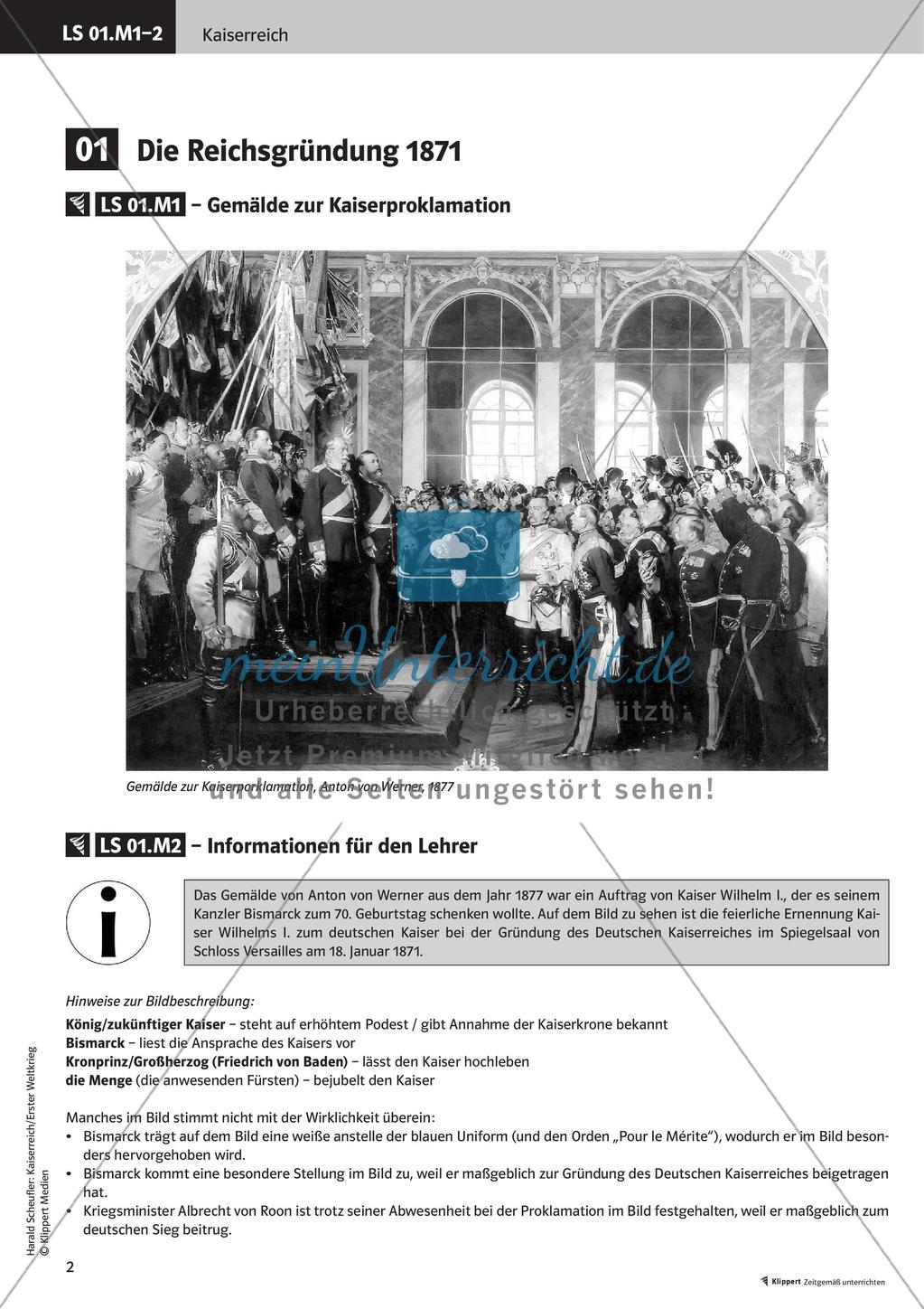 Fertige Unterrichtsstunden zum Kaiserreich: Reichsgründung 1871 Preview 4