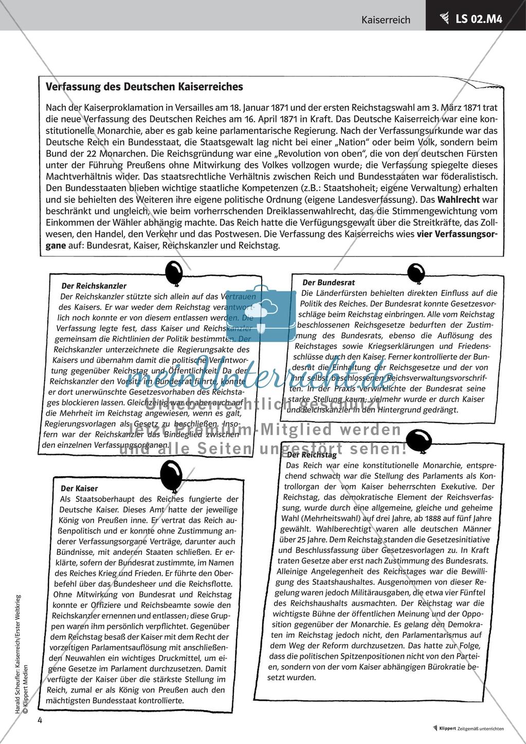 Fertige Unterrichtsstunde zum Kaiserreich: Kaiserreich und BRD - Verfassungsvergleich Preview 6